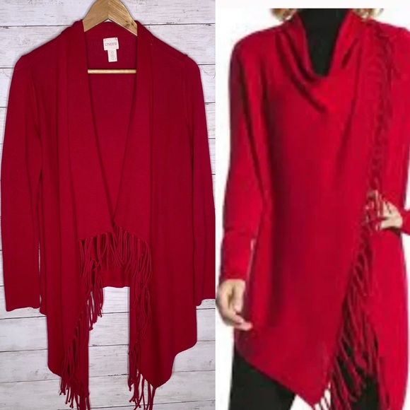 Chico's Sweaters - Chicos Size 0 (Small) Ariana Convertible Fringe Cardigan